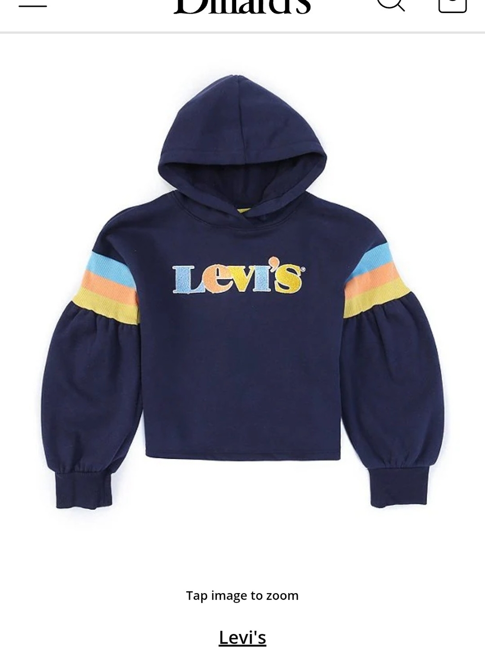Levi's Navy Hoodie Logo and Puff Sleeves